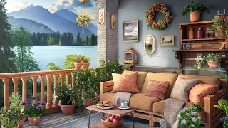 🌞Summer Jazz Ambience at Cozy Balcony Coffee Shop | Piano Jazz Music For Stress Relief, Relaxation