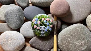 How to acrylic painting on stone | Fountain | Time lapse