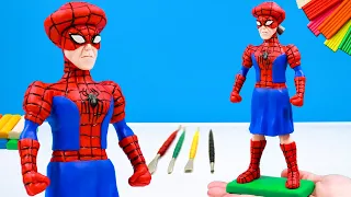 DIY Granny mod spiderman with clay 🧟 Superheroes Marvel and GTA 5 Mods  🧟 Polymer Clay Tutorial