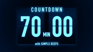 70 Minutes Flip Clock Timer / Simple Beeps 🔵