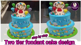 2 Tier Cake | Two Tier Cake Design |Tier Cake | Best Chocolate Birthday Cake | Easy Fondant cake