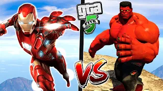 HOMEM de FERRO vs HULK VERMELHO no GTA 5 ! BATALHA de HERÓIS ( GTA V Mods )