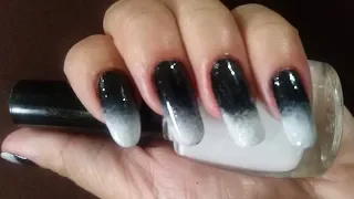 How to do Gradient Nails BLACK AND WHITE OMBRE 2021 | GRADIENT NAIL ART | OMBRE NAILS |ROSE DIY