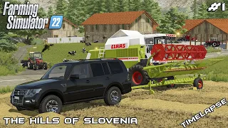 Harvesting with CLAAS DOMINATOR 108 SL | The Hills of Slovenia | Farming Simulator 22 | Episode 1