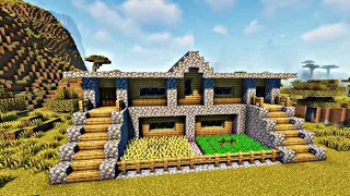 Large wooden house for survival in Minecraft (how to build)