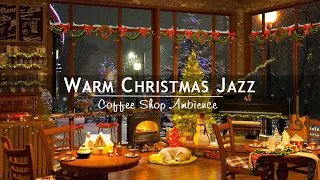 Christmas Jazz Instrumental Music to Relax🎄Cozy Christmas Coffee Shop Ambience with Fireplace Sounds