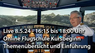 Live 8.5.24 - 16:15 - 18 Uhr – Online Flugschule – Kursbeginn – Themenübersicht und Einführung