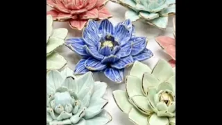 Making ceramic flower ornament for home festival decor