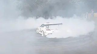 Drift car burnouts at Goodwood festival of speed 2023.