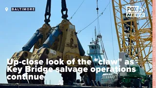Up-close look of the "claw" as Key Bridge salvage operations continue