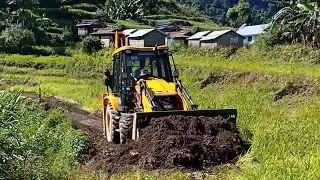JCB Backhoe Loader-Road Construction-Leveling and Cutting Hill-Part 1