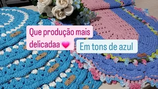 ✅️UMA LINDA PRODUÇÃO EM TONS DE AZUL💙 2/5 PASSADEIRA AVULSA+MESA POSTA #vlogdecroche