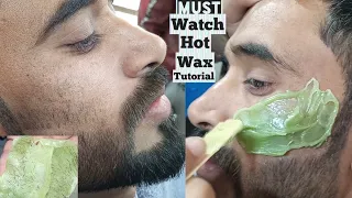 HOT FACE WAXING FOR MEN'S | Best Unwanted Hair Remove ☆ Face WAX Simple Tutorial | Jeddah Salon 2022