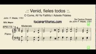 Adeste Fideles Partitura de Piano en Sol Mayor Venid Fieles Villancico O come all ye faithful sheet