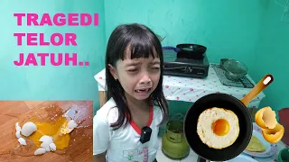 PERTAMA KALI LEIKA GORENG TELUR!! MALAH JATUH TELUR NYA