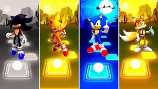 Dark Sonic 🆚 Super Sonic Exe 🆚 Sonic The Hedgehog 🆚 Tails Sonic | Tiles Hop Sonic Team