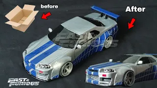 Membuat Miniatur Mobil Nissan Skyline R34 GTR Fast & Furious Paul Walker Dari kardus | Ide kreatif