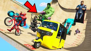 GTA 5: AVENGERS ARMY vs MEGA RAMP JUMP CHALLENGE #1