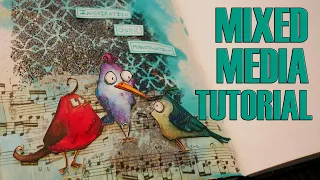 Mixed Media Art Journal Tutorial | Heat Embossing with Stencils & Water Coloring Stamped Images