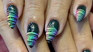 DIY Acrylic Nail Extensions with Permanent Color and Spider Gel with Neon Pigments