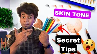 SKIN using COLORED pencils | Best method for Beginners