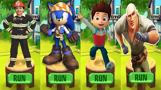 Tag with Ryan vs Sonic Dash vs PAW Patrol Ryder Run vs Jumanji: Epic Run - All Characters Unlocked