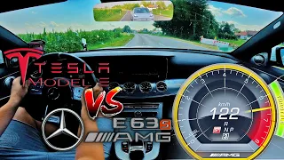 Tesla Model 3 vs 612hp AMG E63S [4k60]