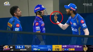 Huge Drama between Hardik Pandya and Ishan Kishan front in Suryakumar yadav during MI vs KKR Match