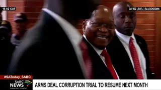 Zuma's arms deal corruption trial set to resume later in September