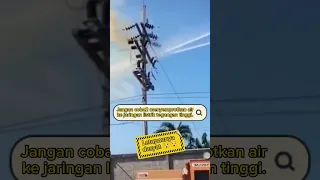 Kabel listrik di siram air