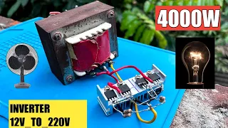 I make 4000W POWERFUL Inverter 12V To 220V at home using IRFZ44N Mosfet || How to make inverter