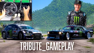 KEN BLOCK TRIBUTE (Forza Horizon 5) HOONIGAN Ford Focus & Mustang | Steering Wheel Gameplay #ForzaKB
