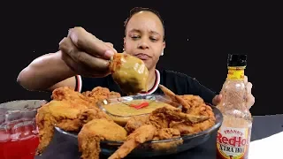 FRIED CHICKEN WINGS MUKBANG WITH HOMEMADE CHICK-FIL-A SAUCE!!!