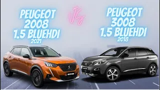 Peugeot 2008 1.5BlueHDI 2021 VS Peugeot  3008 1.5BlueHDI 2018 SPECS Comparison