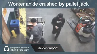 Worker ankle crushed by pallet jack