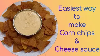 Simple and easy to eat soft and crispy kids special corn chips and a special cheese sauce with it