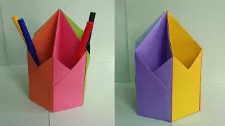 DIY: Pen & Pencil Holder !!! How to Make Origami Hexagonal Pen / Pencil Holder !!!