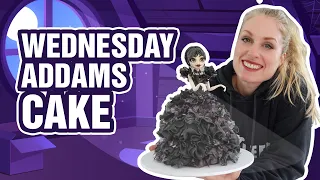 A Frightfully Dark Wednesday Addams Doll Cake