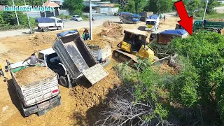 DR51PX KOMATSU Bulldozer, Clearing the forest​, Filling up land huge, Dump Truck Unloading