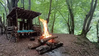 Fire Place With Burning Fire For My Bushcraft Tiny House