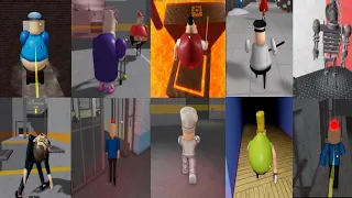 Morphs in ALL Scary Obby Games, Barry, Siren Cop, Grumpy Gran, Bob the Dentist, Gary