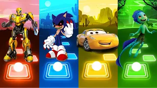 Cars 3 VS Sonic exe VS Bumblebee VS Luca || TilesHop EDM Rush