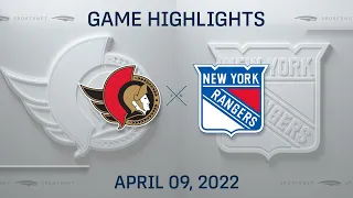 NHL Highlights | Senators vs. Rangers - Apr. 9, 2022