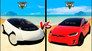Apple Car VS Tesla Model X in GTA 5 - Which would you buy?