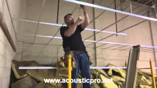 Drop Ceiling Grid n Tile Acoustical Install Video  ( Acoustic Pro )