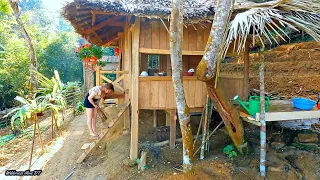 A beautiful winter day at the house on stilts in the forest- Build toilets out of wood and bamboo