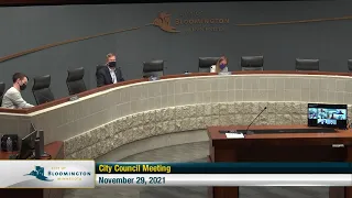 November 29, 2021 Bloomington City Council Meeting