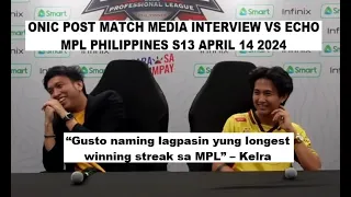 Onic Post Match Media Interview vs Echo | MPL Philippines S13 April 14 2024