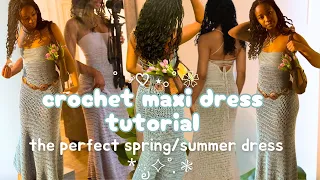 crochet maxi dress tutorial ♡🌞| how to crochet a skims-inspired maxi dress perfect for spring/summer