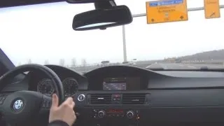 BMW M3 E92 - 0-150 km/h ACCELERATION + SPEEDING on Autobahn + SHIFT DOWN Highway Onboard Sound
